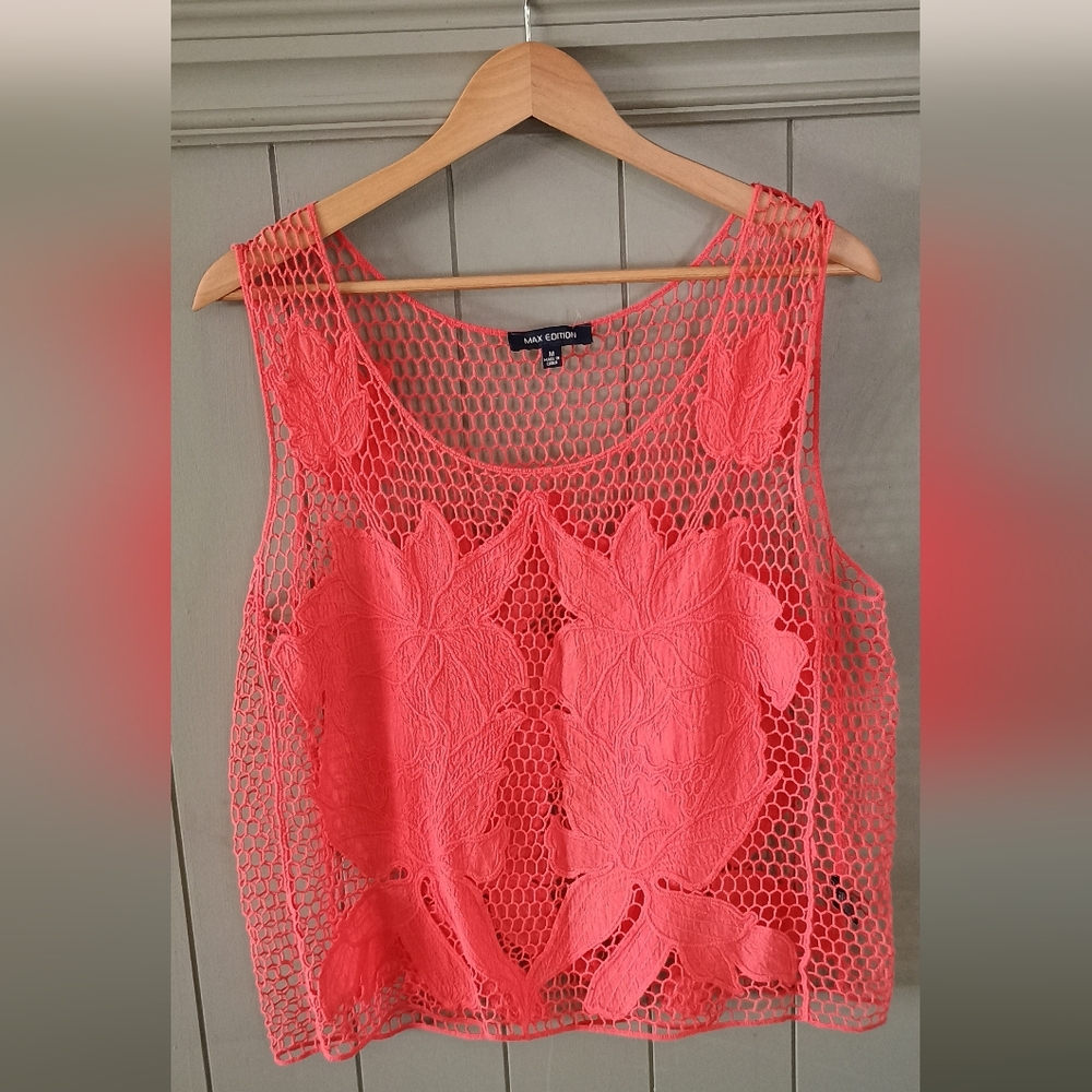 Max Edition Coral Crochet Floral Tank Top